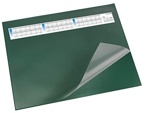 Läufer 44651 Durella DS Schreibtischunterlage mit transparenter Auflage und Kalender, rutschfeste Schreibunterlage, 52 x 65cm, grün