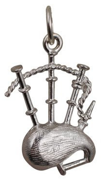 Silver 18x15mm solid Bagpipes Pendant or Charm