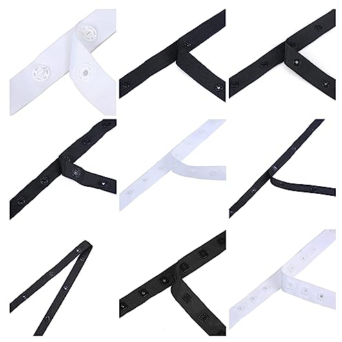 Druckknopf-Band, Klebeband, zur Befestigung, Band, mit großen oder kleinen Nieten, hohe Festigkeit in 4 Stilrichtungen Strapazierfähiges Polyester mit starken Kunststoff-Druckknöpfen, die nicht rosten. Sieht leicht, weich, langlebig und attraktiv aus, weiß mit weiß und schwarz mit schwarz; 3 Größen zur Auswahl und ein einzelnes Druckknopf-Band für Falten. 3-m-Packung., Polyester, schwarz, 5cm Apart Standard