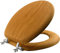 Mayfair 9601CP 378 Bemis Natural Oak Veneer Toilet Seat with Chrome Hinges, Round
