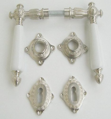 Zimmer- Türklinken Nickel matt Gründerzeit Jugendstil 3-BB-NMW