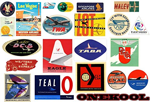 Vintage Airline Gepäck-Sticker, Retro 19 Stück Koffer-Aufkleber