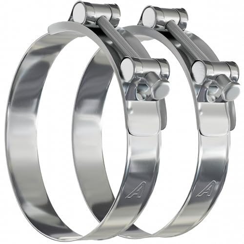 2 Pack - 60mm > 63mm T Bolt Hose Clamps Zinc Turbo Pipe Clips