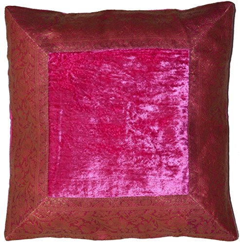 Deko-Kissenbezüge Kissenhülle Samt Brokat Asiatisch Indisch Orientalisch Bezug Kissen Pink 50x50 cm