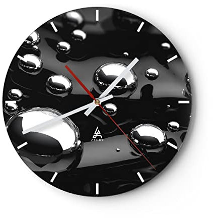 Modern Wanduhr Chrom Metall Reflexion 40x40cm Rund Groß Wand Uhr Glas Analog Zimmeruhren Küche Büro Wohnzimmer Glasuhr Wall Clock Dekoration Design Wanddekoration Küchenuhr C3AR40x40-2525