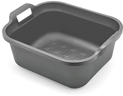 Addis 517935 Large Rectangular 10 Litre Washing Up Bowl with Handles, Metallic Silver, 39 x 32 x 14 cm