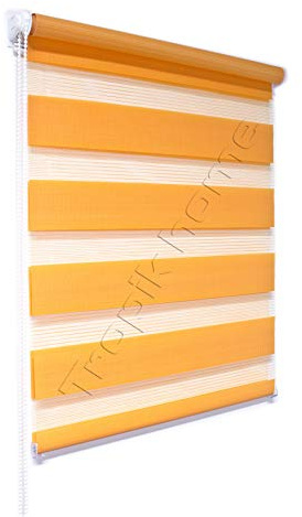 Tropik Home Day and Night Orange Zebra/Vision Window Roller Blind, Choice of 16 Width Sizes, 115cm wide (+4.5cm fittings)