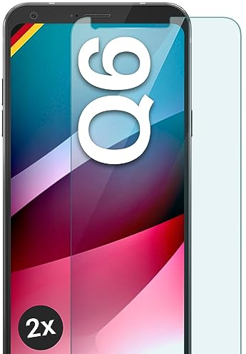 moex ShockProtect Panzer Schutz Glas für LG Q6 Schutzfolie 9H Härte, Panzerfolie kratzfest und bruchsicher, HD Displayschutzfolie Ultra-Klar, Schutzglas Folie, 2x Stück