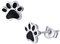 CLEVER SCHMUCK Silberne kleine Ohrstecker Hundepfote 7 mm schwarz lackiert glänzend 925 Sterling Silber im Schmucketui
