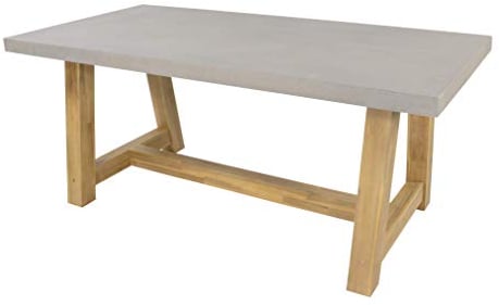 Lesli Living Gartentisch Tafel 180x90x77 cm Akazie Holz Polystone Beton-Look