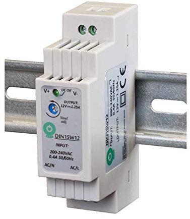 WITTKOWARE POS POWER DIN15W12 Hutschienen-Netzteil 12V / 1,25A / 15W | Kompaktes DIN-Rail Schaltnetzteil 25 mm für Hutschiene & Schaltschrank