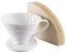 Roponan Coffee Dripper, Ceramic Pour Over Coffee Filter, Porcelain Coffee Cone with 80 Paper Filters for Home, Cafe, Restaurants (White)