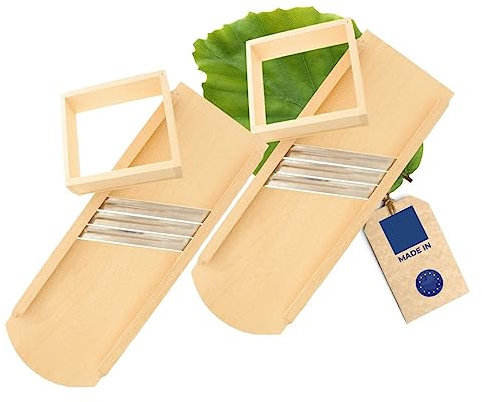 2x HOFMEISTER® Krauthobel, 55 cm, sicheres Schneiden von Krautköpfen & Gemüse dank beweglichem Schlitten, Gemüsehobel für Sauerkraut, Rotkraut & Krautsalat, Buchen-Holz