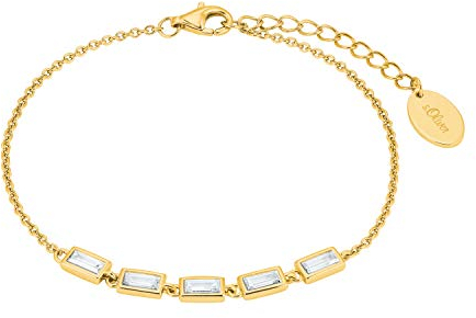 s.Oliver Armband 925 Sterling Silber Damen Armschmuck, mit Zirkonia synth., 17+3 cm, Gold, Kommt in Schmuck Geschenk Box, 2029365