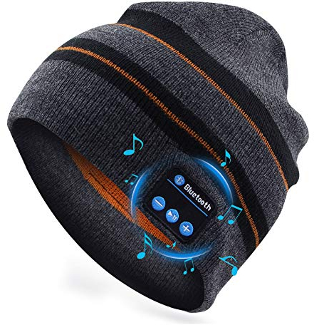 puersit Cappello Bluetooth V5.2 Uomo Donna Invernali, Lavorato a Maglia Senza Fili Bluetooth Cuffia Musica Cappello per Corsa Sci Escursionismo(A Strisce)