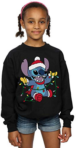 Official Licensed Disney Lilo & Stitch Christmas Lights Girls Sweatshirt - Festive Holiday Jumper UK - Available in Multiple UK Sizes - Machine Washable - Officially Licensed - Premium Quality