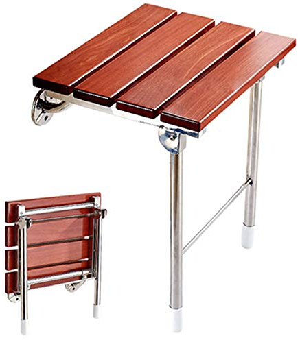 EEUK Tabouret de Salle de Bain Pliable en Bois Massif Ergonomie Siege de Douche Mural Rabattable, Chaise de Douche Pliable pour Personnes Âgées, Femmes Enceintes, Charge Maximale : 200 Kg