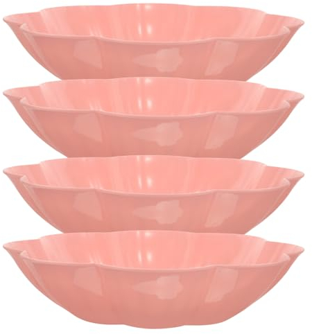 Cabilock 4pcs Flower Shaped Snack Fruit Plates Snack Serving Tray Bowl Food Tableware Candy Tray Food Storage Plate Appetizer Tray Divided Serving Platter Home Party Pink