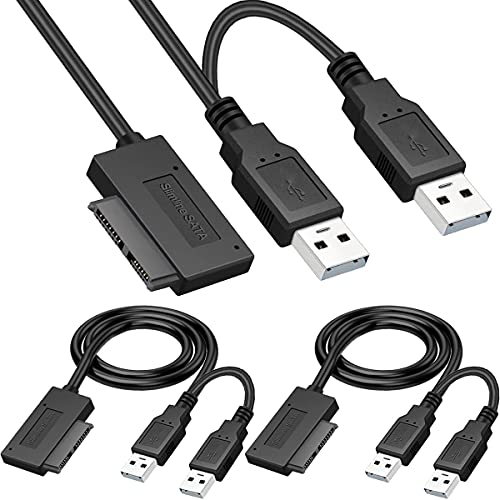 Xiatiaosann USB auf SATA Adapter USB2.0 auf SATA Kabel für Laptop CD DVD Rom Optisches Laufwer, USB Typ A auf SATA 7 + 6 13Pin Slim SATA, 2 Stück