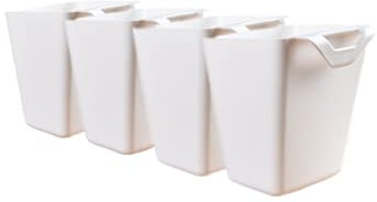 4 Pack Hanging Cup Holders for Storage Trolley & Cutlery Rack,Trolley Basket Storage,Rolling Cart Accessorie,4.75x4 Hanging Bins,Removable Storage Cart Accessories,Hanging Kitchen Container (White)