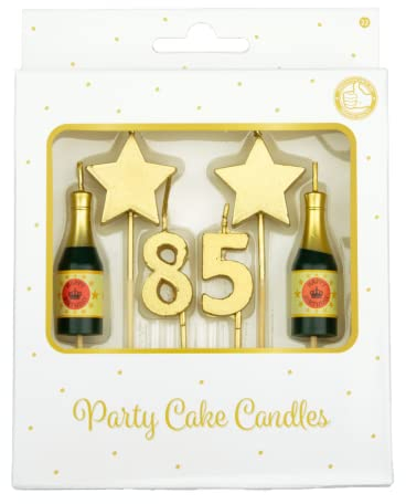 PD-Party - Geburtstagskerzen für Kuchen & Torten - Geburtstagsdeko - Goldene Kuchenkerzen für Geburtstagsfeiern von Kindern & Erwachsenen - Zahlenkerzen - Nummer Kerze - Größe 3 x 9 x 1 cm - 85 Jahre