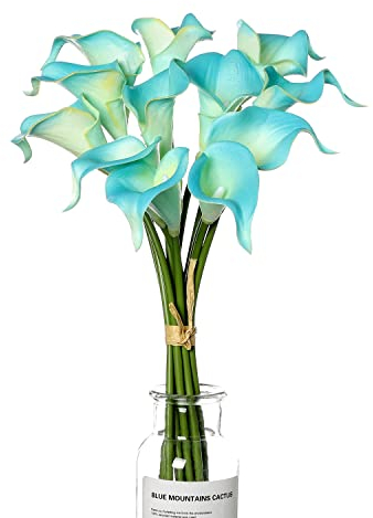 huaao 12pcs Calla Artificiali in Lattice Blu Vero Tocco Realistic Calla Fiori Finti per Finte Calle Bouquet Sposa Decorazione Nozze Matrimonio, Anniversario, Casa, Feste, Ufficio, Nuziale