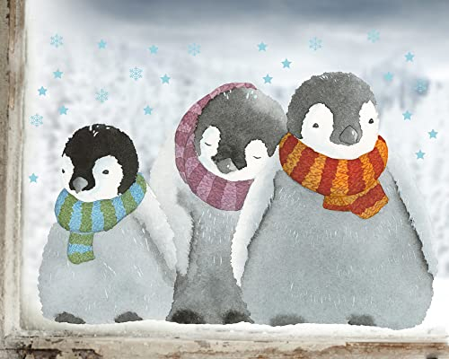 TinyFoxes Fensterbild Pinguine - selbstklebend und wiederverwendbar - Fensterbild Winter - handgezeichnet von Kristin Franke