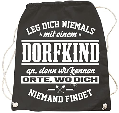 Rucksack Tasche Turnbeutel DORFKIND Spruch in vielen Farben