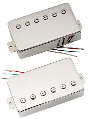 Artec VH59 Vintage Tone Covered Alnico 5 Humbucker Tonabnehmer Hals Steg Pickups Set für Les Paul Style E-Gitarre, Nickel