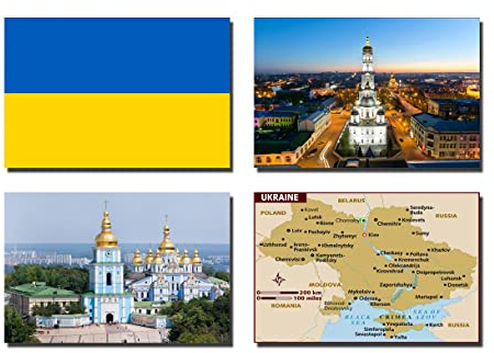 Kühlschrankmagnete, UKRAINE-Flagge, UKRAINE-Flagge, 4 Stück