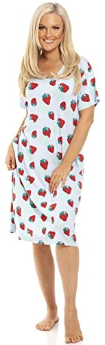 Camille Womens Short Sleeve Knee Length Nightdress 10-12 Blue