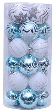 Qtrednrry 24 StüCke Christbaum Dekoration Weihnachten Ornamente 6 cm Kugeln Neue Jahr Geschenke Wohnen ZubehöR Christbaum HäNgen Wohnen Kultur Liefert Blau