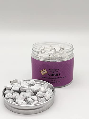 Weihrauch mit Duftkörnern, großkörniger griechischer Weihrauchduft 100 g, natürlicher Weihrauch zugänglich mit Räucherkohle, Originalrezept vom Berg Athos (Bernstein)