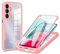 BOKYAS Coque pour Samsung Galaxy A14 (4G/5G), Housse Transparent Antichoc avec Protection écran, 360° Full Body Protection Etui Robuste Double Face Bumper Intégrale Case, Rose