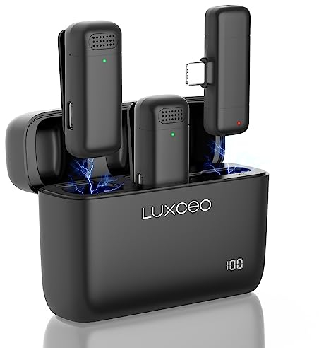 uyled Dual-Lavalier-Mikrofon Wireless USB-C,Ansteckmikrofon Kabellos mit Ladebox für Android,Rauschunterdrückung,Telefonmikrofone,ouTube,Facebook, Live-Stream,Vlog, Interviewaufzeichnung