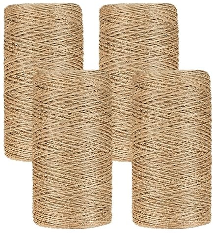 Jewan Cuerda de Yute 400m Yute Natural Marrón, 1mm Cuerda Yute Envolver Regalos Cuerda Decorativa Cuerda de Jardinería Yute para Tejer Crochet para Embalaje, Floristería, DIY, Manualidades,Jute Yarn