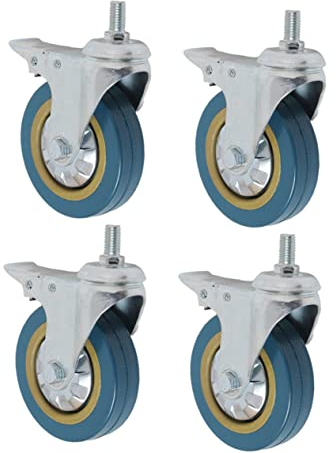 Mobestech 4 Stück 3 Stuhlräder Mit Rollen Stuhlrollen Feststellwirbel Gummirollen Puppenwagen Lenkrollen Schwerlastwagen Pvc-laufrolle Industriegießer Rad Rotieren Mit Bremse