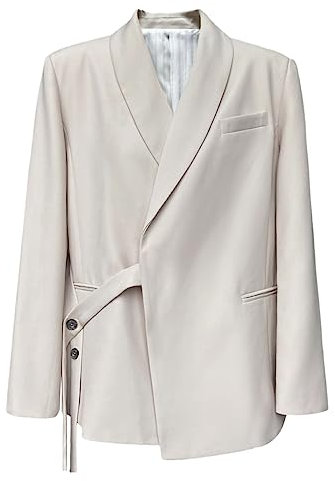 Anzugjacke Mit Kragen Lockere Modische Drapierte Krawatten Anzugjacke Für Damen Rice apricot Color M