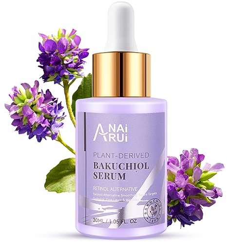 ANAiRUi Bakuchiol Serum hochdosiert, Anti Aging Gesichtsserum mit Hyaluronsäure und Peptide - die Natürliche Alternative zu Retinol, Anti-falten, Reduzierend feine Linien und Falten, 30 ml
