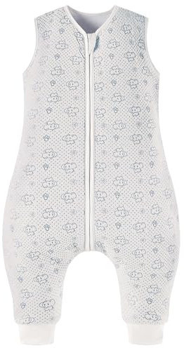 Chilsuessy Baby Schlafsack mit Füße 2.5 Tog Ganzjahres Schlafsack Baby Schlafsäcke ohne Ärmeln Babyschlafsack mit Beinen für Säugling Kinder, Hellgrau Elefant, 100cm/Baby Höhe 110-120cm