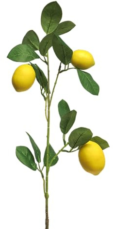 mucplants Künstlicher Zitronen Stecker ca. 74 cm Zitronenast Zitronenzweig Kunstpflanze Kunstblume