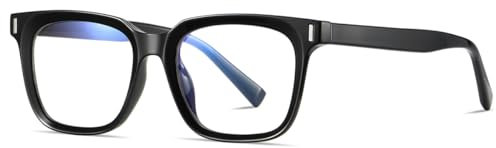 kachawoo Blaues Licht Blocking Gläser für Männer Frauen Mode Gläser Rahmen TR90 Eyewear Square Brillen (black with clear)