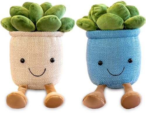 Succulents Age 3+ Plush Toy,2 pcs Flower Pot Stuffed Plushie Pillow Decoration, Soft Succulent Plant Plush Toy,Plants Throw Pillow Kawaii Plushie for Kids
