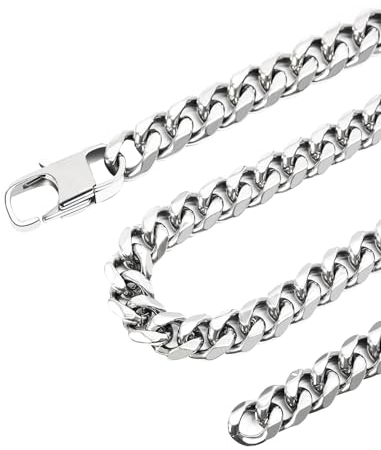 Inscca Männer Kette Silber Herren 55 cm Breite Dick Panzerkette Damen Edelstahl 12mm Edelstahlkette Chirurgenstahl 316l Herren Halskette Stämmig Druckknopf Anlaufgeschützt