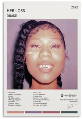 TANZEM Drake Poster Her Loss Album Cover Poster Poster Dekorative Malerei Leinwand Wandposter und Kunstbild Druck Modern Familie Schlafzimmer Dekor Poster 30 x 45 cm