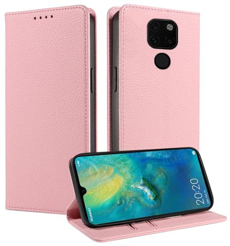 FERLAN Custodia per Huawei Mate 20,Flip Portafoglio Custodia in Pelle Genuine,[2 Porta Carte][Magnetica][RFID-Blocker],Custodia Case Cover Libro per Huawei Mate 20 - Oro rosa