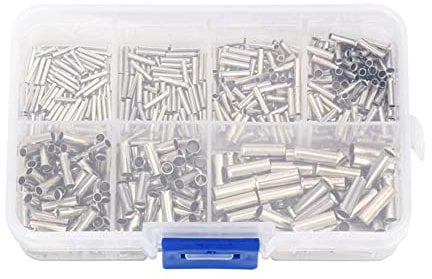 Qndanoan 600Pcs 0.5mm2-6mm2 22-10 AWG Non-Insulated Wire Connector Ferrules Electrical Cable Terminal Copper Bare Tinned