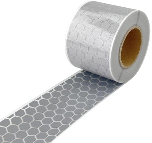 JINBING Silver Reflective Iron on Tape Heat Transfer Vinyl for Clothing Honeycombed (50mm x 10m)