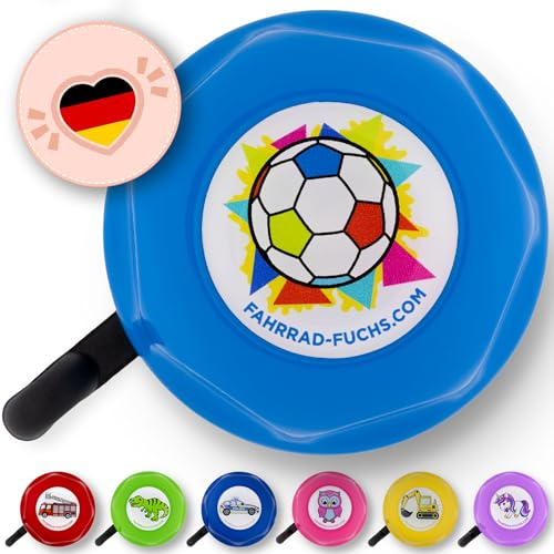 Fahrradklingel Kinder - Fußball Blau - Fahrradklingel Kinder Jungen, Klingel Kinderfahrrad, Klingel Laufrad - klingelt laut, einfache Montage
