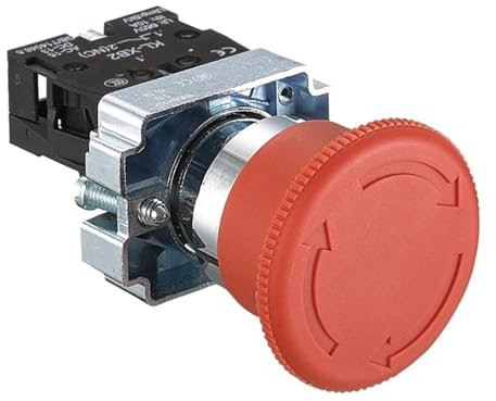 MURVE 22 mm XB2-542 Pilzkopf-Not-Aus-Tastenschalter 10 A/415 V Not-Aus-Netzschalter (Farbe: XB2-BS542, Größe: 1NC)